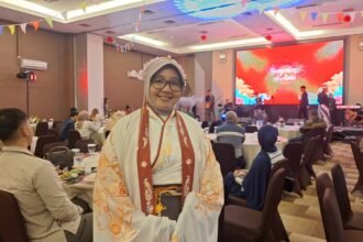 General Manager Horison TC-UPI Serang Yulia Sofia saat gala dinner malam Tahun Baru 2026.